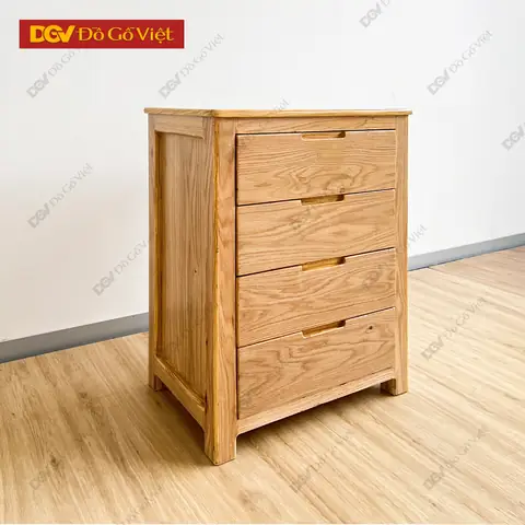 Tủ Để Đồ Mini Gỗ Sồi Tự Nhiên 4 Ngăn Kéo Nhỏ Gọn Tiện Lợi