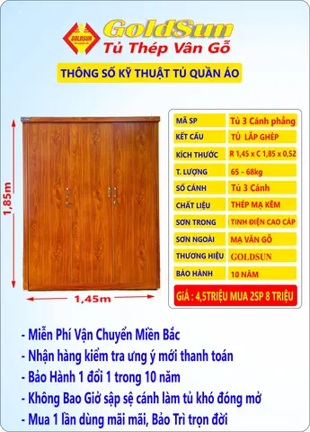 Tủ Gỗ Quần Áo 3 Cánh