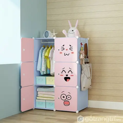 Tủ Gỗ Thấp Đựng Quần Áo Dán Decal