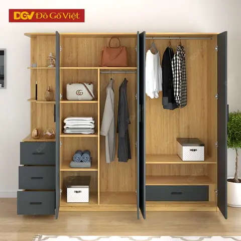 Tủ Quần Áo Bằng Gỗ Phối 2 Màu Hiện Đại Bền Đẹp Giá Tốt