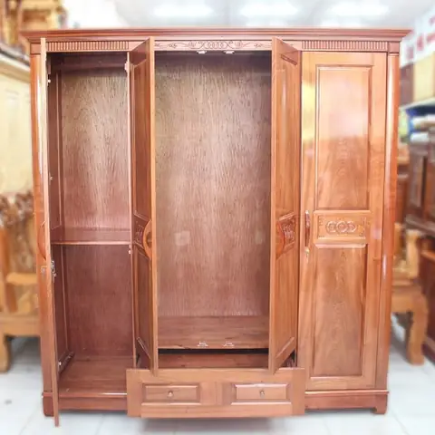 Tủ Quần Áo Gỗ Sồi 3 Cánh Đục Ta11
