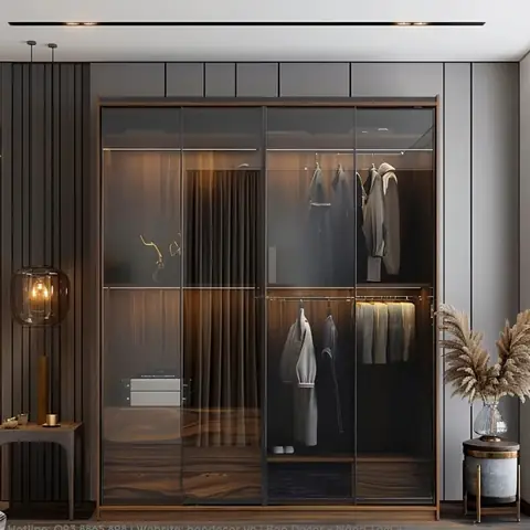 Mẫu Tủ Quần Áo Nhôm Kính Giả Vân Gỗ Mẫu Tủ Quần Áo Nhôm Kính Giả Vân Gỗ