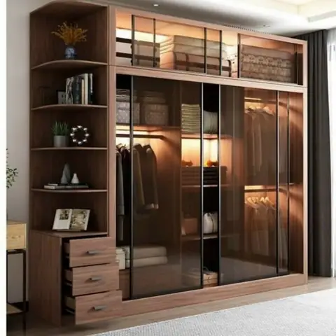 Mẫu Tủ Quần Áo Nhôm Kính Giả Vân Gỗ Mẫu Tủ Quần Áo Nhôm Kính Giả Vân Gỗ