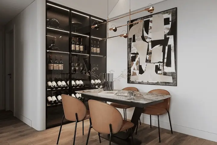 Tủ Rượu Mini Âm Tường Phòng Khách