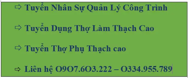 Tuyển Thợ Làm Trần Vách Thạch Cao Tại Tphcm