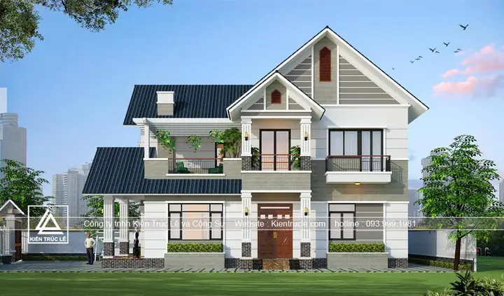 Mẫu Nhà Đẹp 2 Tầng 120m2 Mái Thái