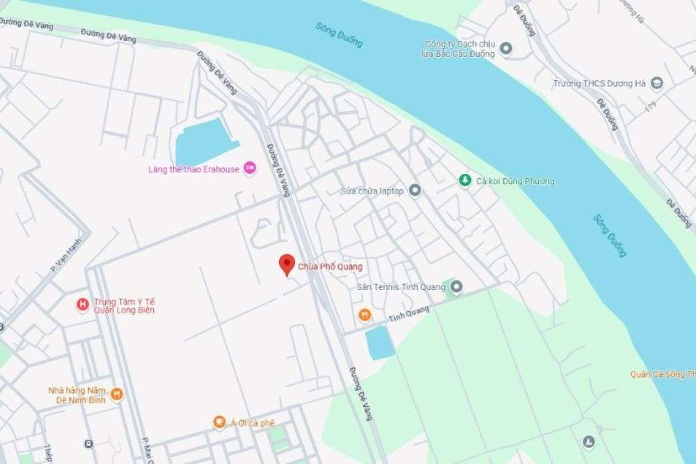 Vị trí chùa Phổ Quang tại phường Giang Biên, Long Biên, Hà Nội