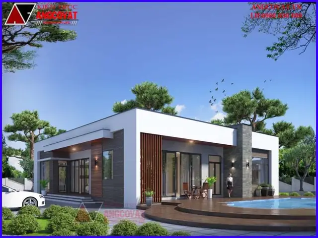 Mẫu 3: Nhà Cấp 4 Phòng Khách Liền Bếp Mái Bằng Hiện Đại: Mẫu 3: Nhà Cấp 4 Phòng Khách Liền Bếp Mái Bằng Hiện Đại: