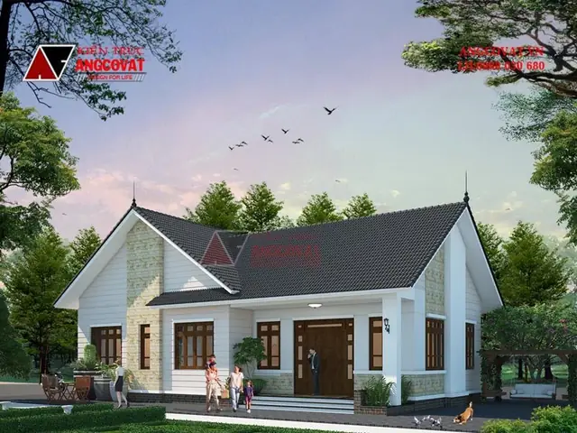 Mẫu 6 Biệt Thự 1 Tầng Có Phòng Khách Liền Bếp 130m2: Mẫu 6 Biệt Thự 1 Tầng Có Phòng Khách Liền Bếp 130m2: