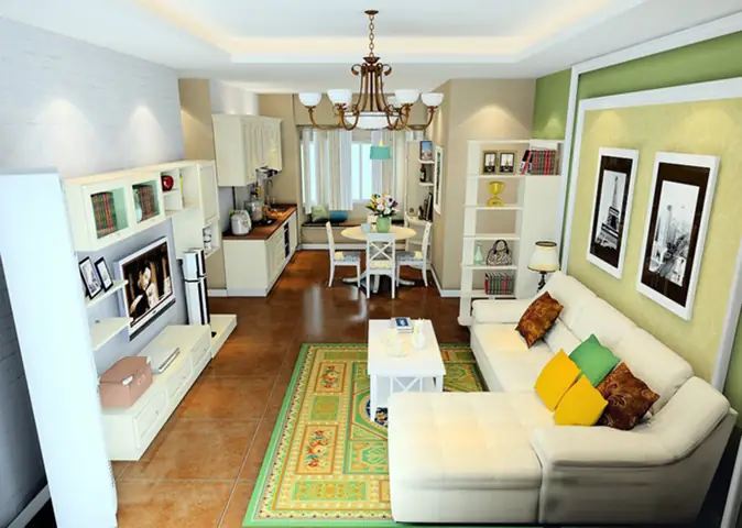 Mẫu 2: Nhà 1 Tầng Có Phòng Khách Và Phòng Bếp Liền Nhau Kiểu Hiện Đại: Mẫu 2: Nhà 1 Tầng Có Phòng Khách Và Phòng Bếp Liền Nhau Kiểu Hiện Đại: