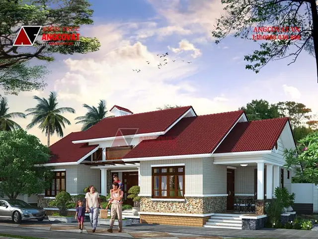 Mẫu 4 Biệt Thự Vườn 1 Tầng Mái Ngói 160m2: Mẫu 4 Biệt Thự Vườn 1 Tầng Mái Ngói 160m2: