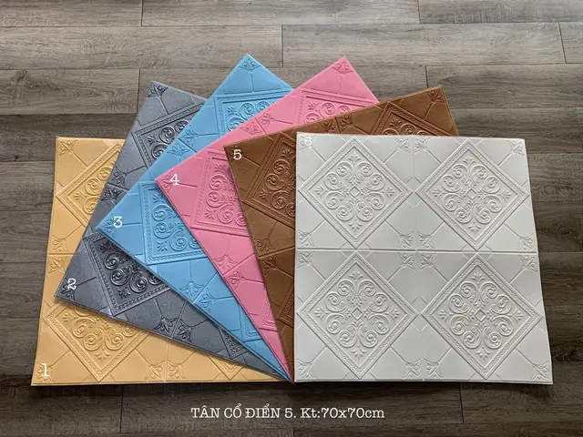 Trang Trí Phối Màu Xốp Dán Tường Phòng Ngủ