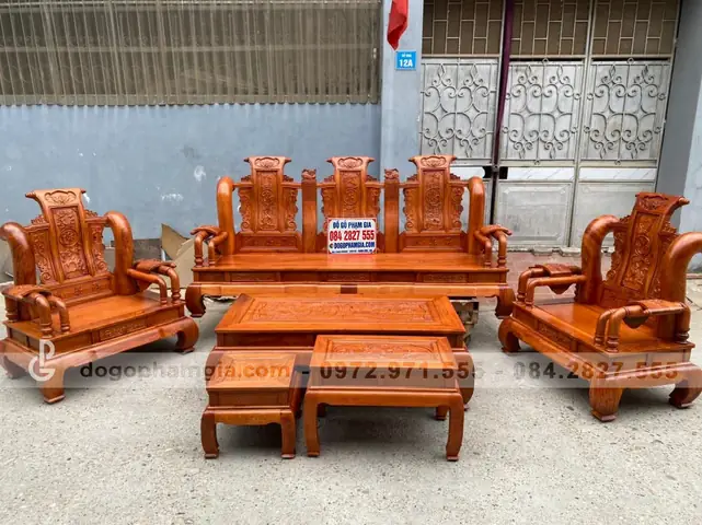 Bàn Ghế Tần Thủy Hoàng Gỗ Hương Đá Cao Cấp