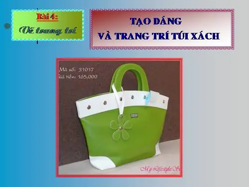Bài 4. Tạo Dáng Và Trang Trí Túi Xách - Mỹ Thuật 9 - Nguyễn Thị Minh ...