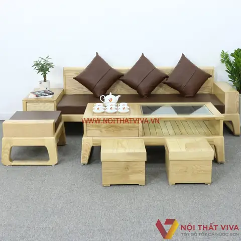 + Bộ Sofa Gỗ Sồi Có Nệm Hiện Đại
