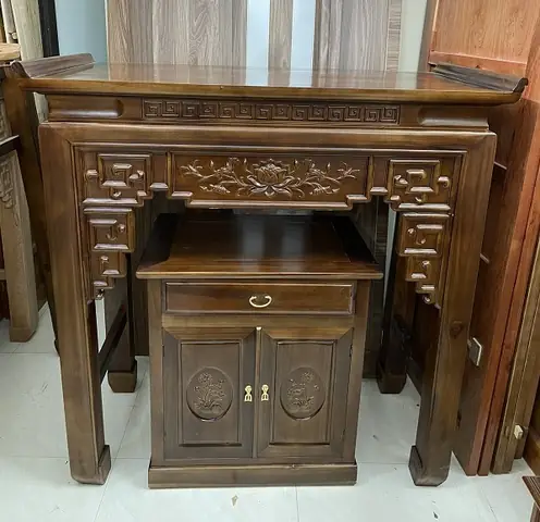 Bộ Bàn Thờ Cặp 1m07 Gỗ Sồi Mĩ Có Tủ Dưới Bt7