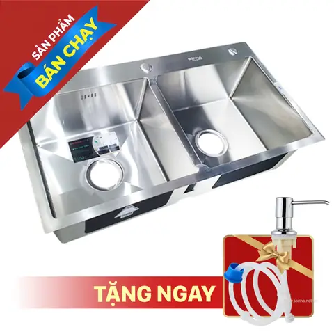 Chậu Rửa Bát Inox Sơn Hà Handmade 2 Hố Cân Hm.x.2c.82.2.3 (820 X 450 X 215 Mm) Chậu Rửa Bát Inox Sơn Hà Handmade 2 Hố Cân Hm.x.2c.82.2.3 (820 X 450 X 215 Mm)