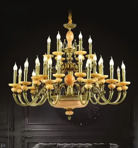 Đèn Chùm Đồng Đá Marble Trang Trí Phòng Khách Thông Tầng Đèn Chùm Đồng Đá Marble Trang Trí Phòng Khách Thông Tầng