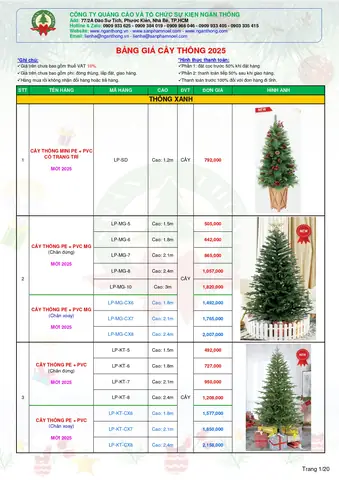 Bảng Giá Cây Thông Noel 2025 - Sự Kiện Ngàn Thông