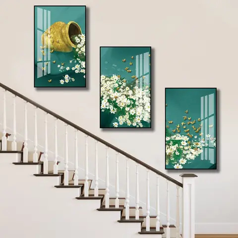 Bộ 3 Tranh Bình Hoa Cúc Họa Mi Trang Trí Cầu Thang Ptr03017 ...