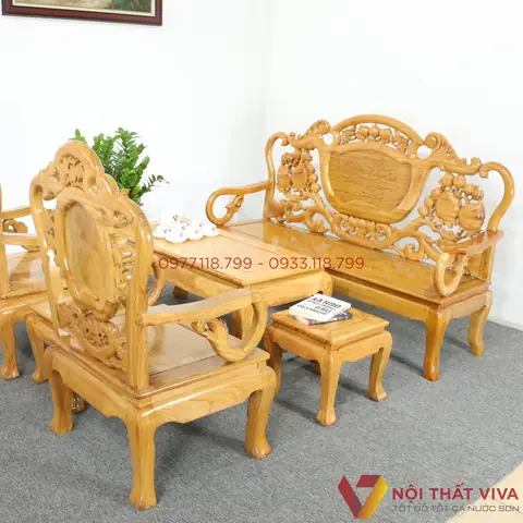 +bộ Sa Lông Phòng Khách Nhỏgỗ Gõ Đỏ Chuông Đào 6 Món