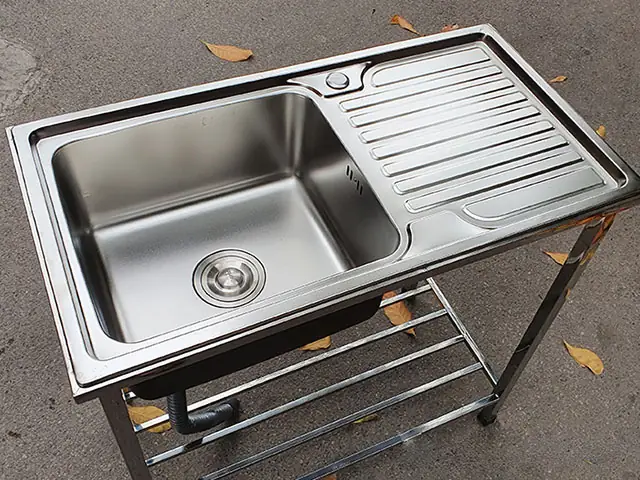 Bồn Rửa Inox Có Chân, Loại 1 Hố To Có Bàn, Cr-8043c