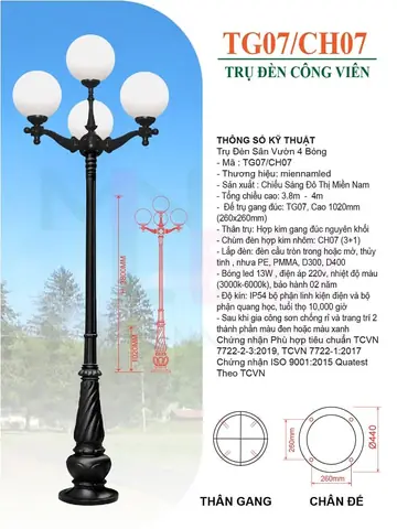 Trụ Đèn Trang Trí Sân Vườn Cao 3.8m - 4m Tg07-ch07 - Công Ty ...