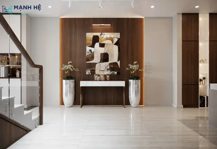 Hành Lang Ngăn Giữa Không Gian Phòng Khách - Bếp Được Thế Một Góc Riêng Nghệ Thuật