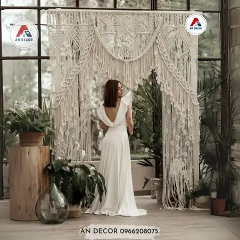 Macrame Wedding Backdrop, Rèm Macrame Trang Trí Tiệc Cưới Mr8 ...