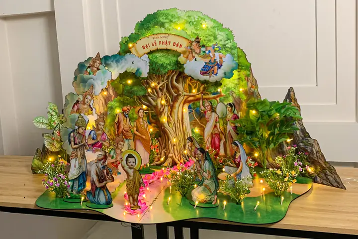 Mô Hình Vườn Lâm Tỳ Ni Cỡ Lớn Trang Trí Lễ Đài Bàn Thờ Tại Gia