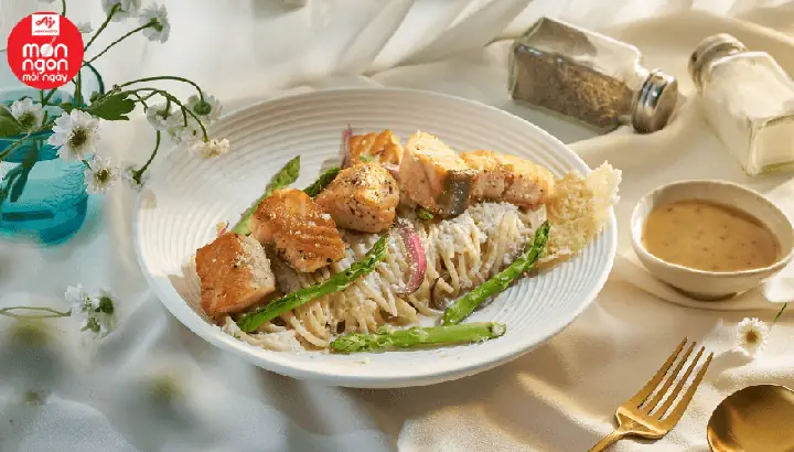 Mì Ý Cá Hồi Xốt Mè Rang - Món Ngon Mỗi Ngày