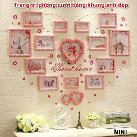 Bộ Khung Ảnh Treo Tường Hình Trái Tim