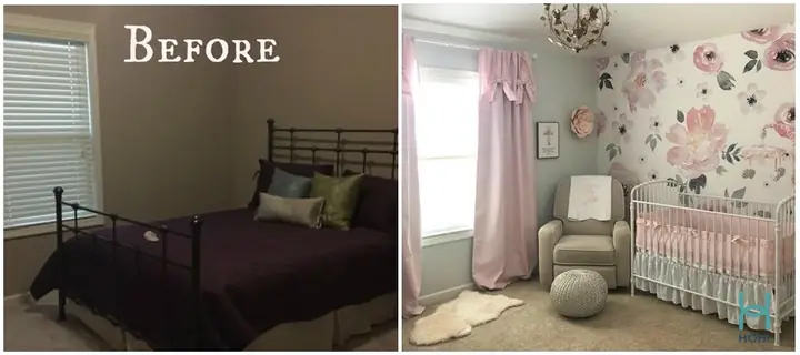 Cải Tạo Phòng Trọ Với Giấy Dán Tường Màu Hồng Hoạ Tiết Hoa Lá