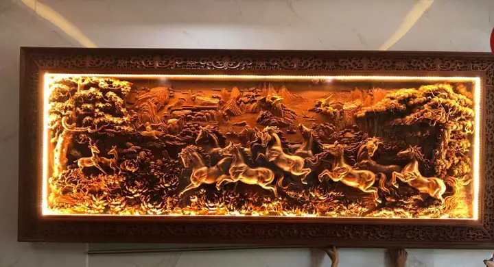 Kết Hợp Tranh Gỗ Với Ánh Sáng Và Nội Thất