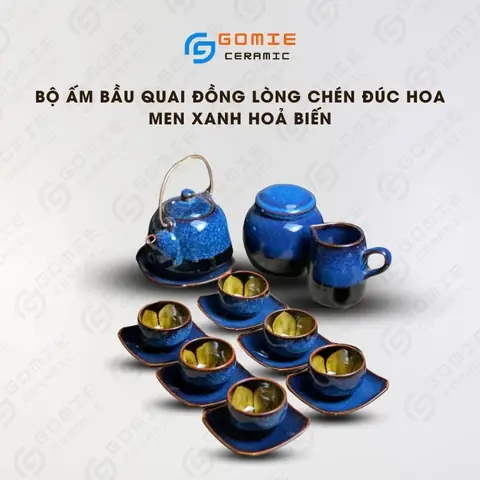 Bộ Ấm Bầu 8 Món Xanh Biển - Gomie Ceramic | Chus