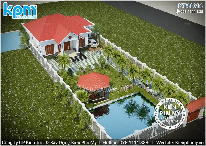 Thiết Kế Biệt Thự 1 Tầng Diện Tích 200m2 4 Phòng Ngủ