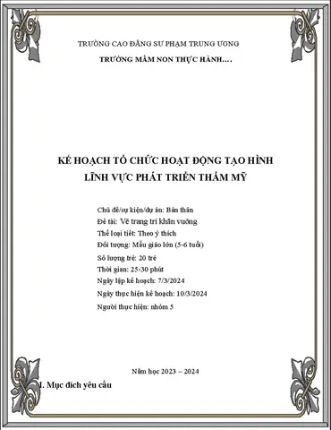 Kế Hoạch Tổ Chức Hoạt Động Vẽ Trang Trí Khăn Vuông Mầm Non ...