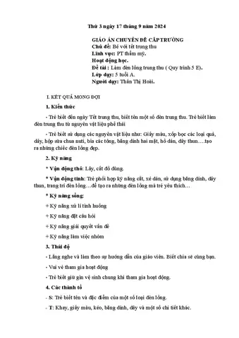 Giáo Án Chuyên Đề Cấp Trường: Làm Đèn Lồng Trung ...