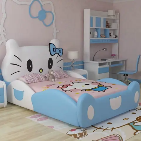Mẫu 8: Phòng Ngủ Hello Kitty Màu Xanh Dương