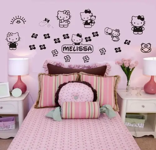Mẫu 10 : Phòng Ngủ Hello Kitty Trang Trí Tường