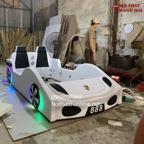 Giường Ngủ Ô Tô Siêu Xe Đẹp Gte215 Màu Trắng