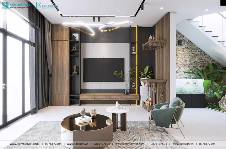 Ốp Gỗ Vách Kệ Tivi Phòng Khách