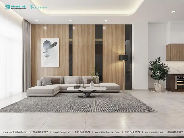 Vách Ốp Gỗ Tường Sau Sofa Phòng Khách