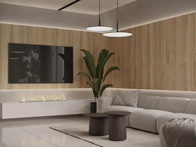 Mẫu Vách Gỗ Ốp Tường Phòng Khách