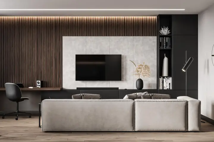 Mẫu Vách Gỗ Ốp Tường Phòng Khách