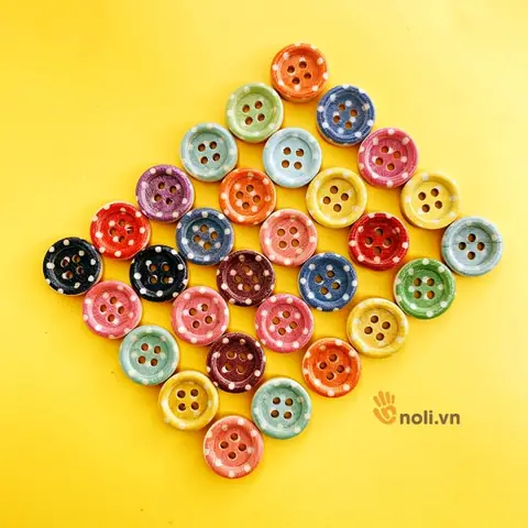 Cúc Gỗ Chấm Bi Nhiều Màu 4 Lỗ Siêu Dễ Thương|noli Handmade ...