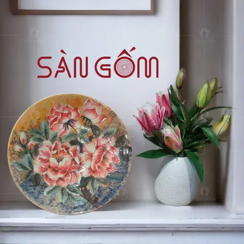 Đĩa Cảnh Họa Tiết Hoa Hồng Gốm Sứ Bát Tràng Sg-đc41