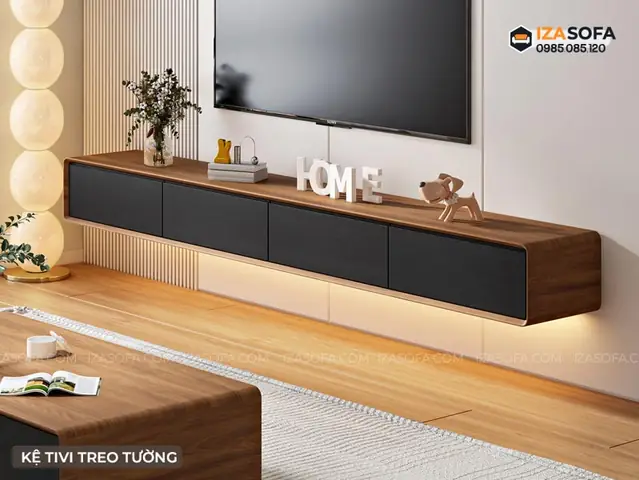 Kệ Tủ Tivi Treo Tường Gỗ Tự Nhiên