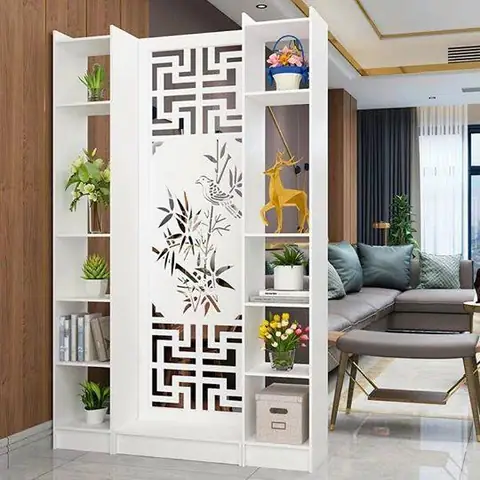 Vách Tủ Kệ Kết Hợp Hoa Văn Trang Trí Siêu Tiện Lợi