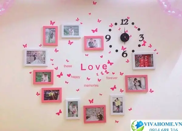 Khung Ảnh Trái Tim Đồng Hồ Mầu Trắng Hồng Trang Trí Phòng Cưới ...